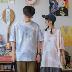 實拍扎染短袖T恤男女潮港風新款情侶裝半袖上衣
