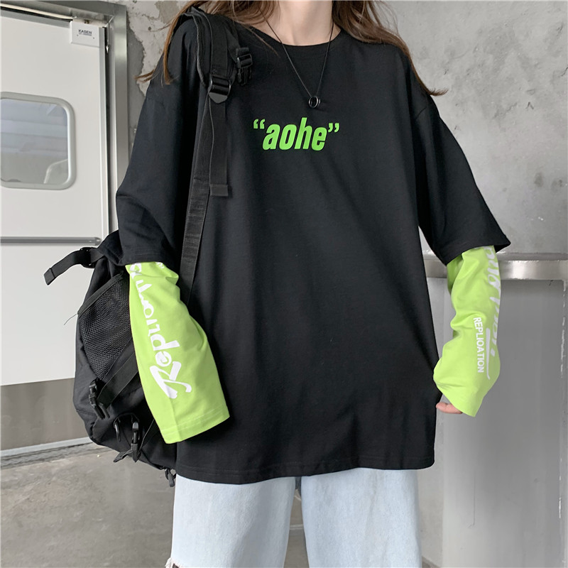 Real shot and fake two long sleeve autumn winter Korean version