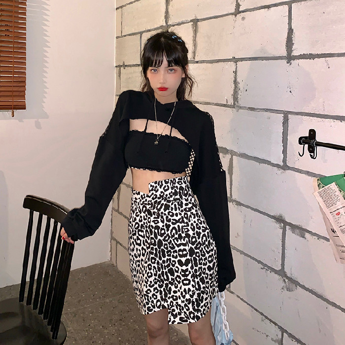 Real shot loose hooded thin long sleeve sweater women's European and American Style Sexy hollow mesh splicing top