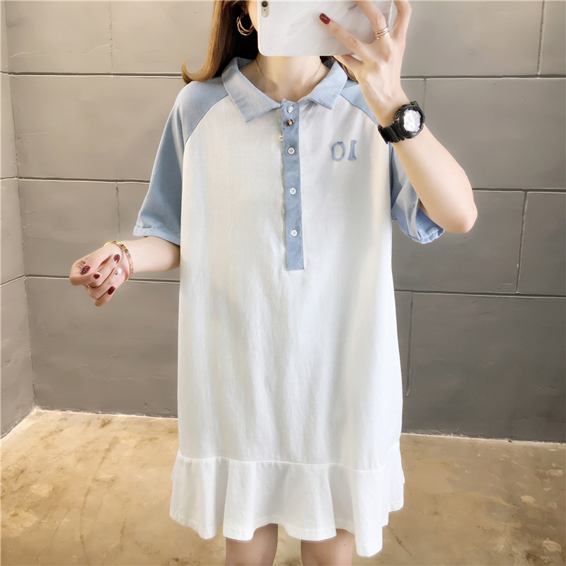 Real shooting Japanese Dress Girls College style Korean T-shirt summer