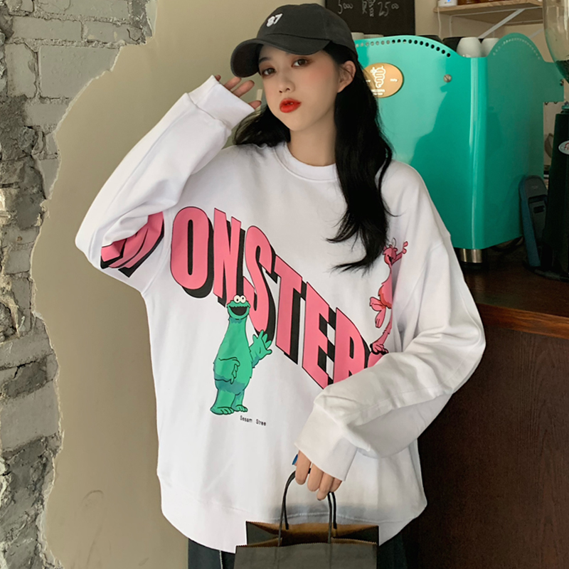 Real print hooded sweater for women in spring and Autumn