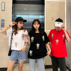 Short sleeve women's new spring top European fashion loose net red half sleeve bottom coat