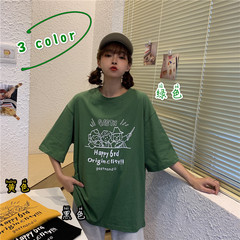 實拍  韓版寬鬆bf學院慵懶風百搭mschf上衣短袖T恤女ins