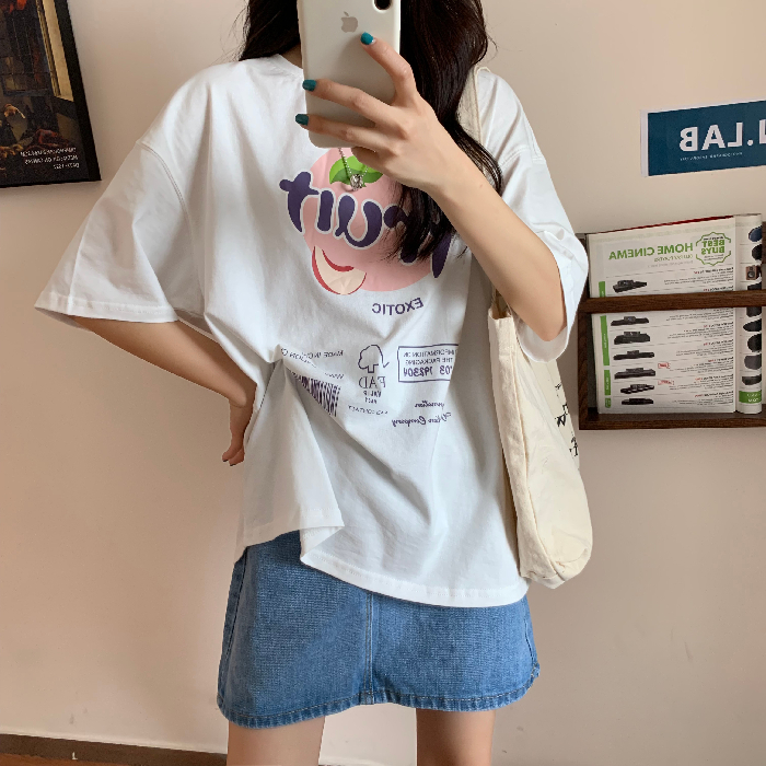 Actual photo: 6535 pull frame cotton short sleeve T-shirt, female