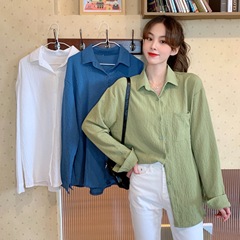 Spring and summer new Korean loose medium and long shirt women's top fashion