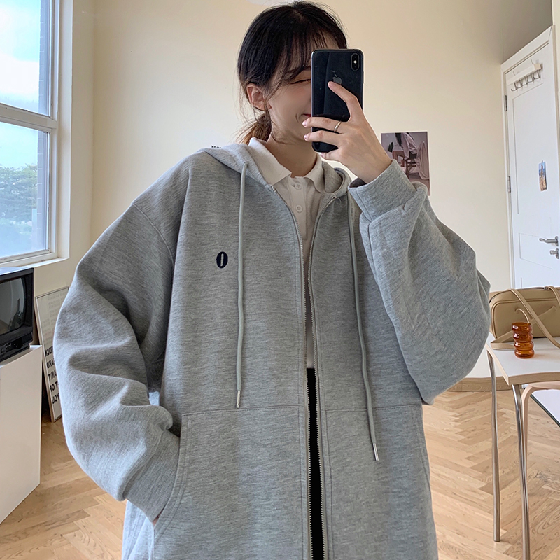 Real shot double hat 270g Plush thickened hooded sweater women's coat