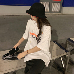 Real shot short sleeve T-shirt women's summer new Korean medium length top student large women's clothing