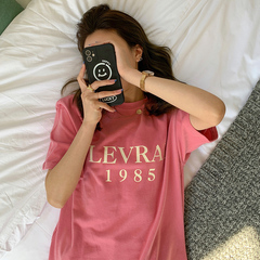 實拍純棉爽滑新款韓版簡約字母印花短袖恤女