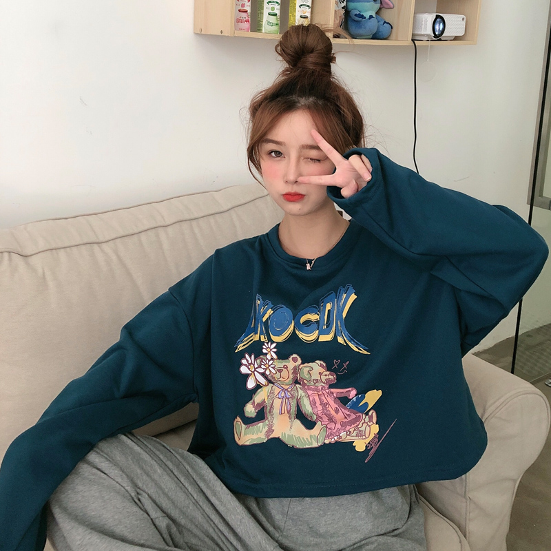 Cartoon short loose and thin long sleeve T-shirt