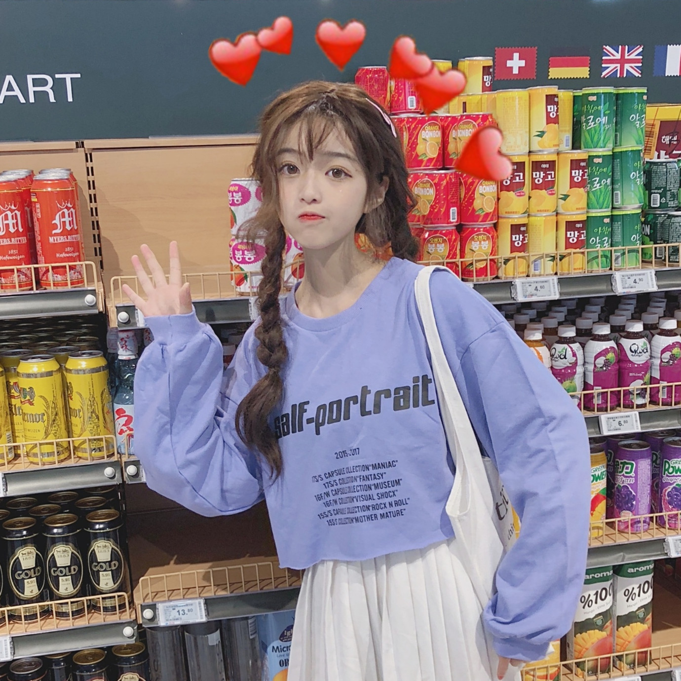 Real shot short top lazy loose Korean T-shirt strange girl long sleeve