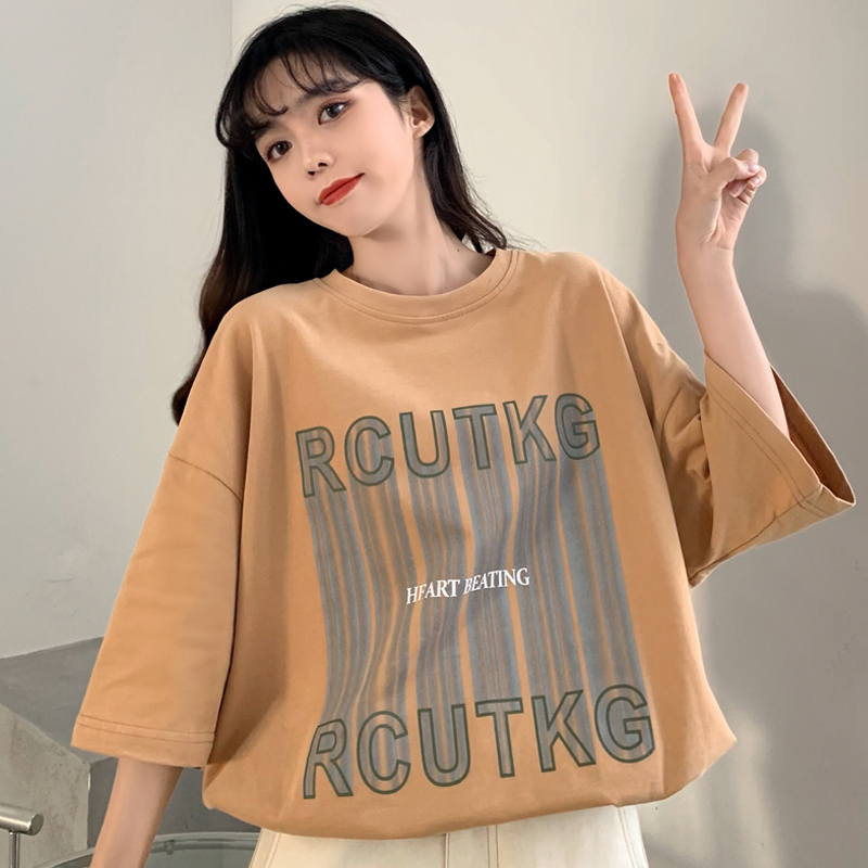 實拍  短袖T恤女字母印花卡通