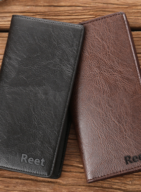 Reet复古风钱包男长款皮夹子钱包男款男士钱夹子多卡位时尚PU皮包