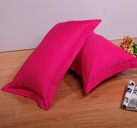 全棉素色玫红纯色枕套可定做双人