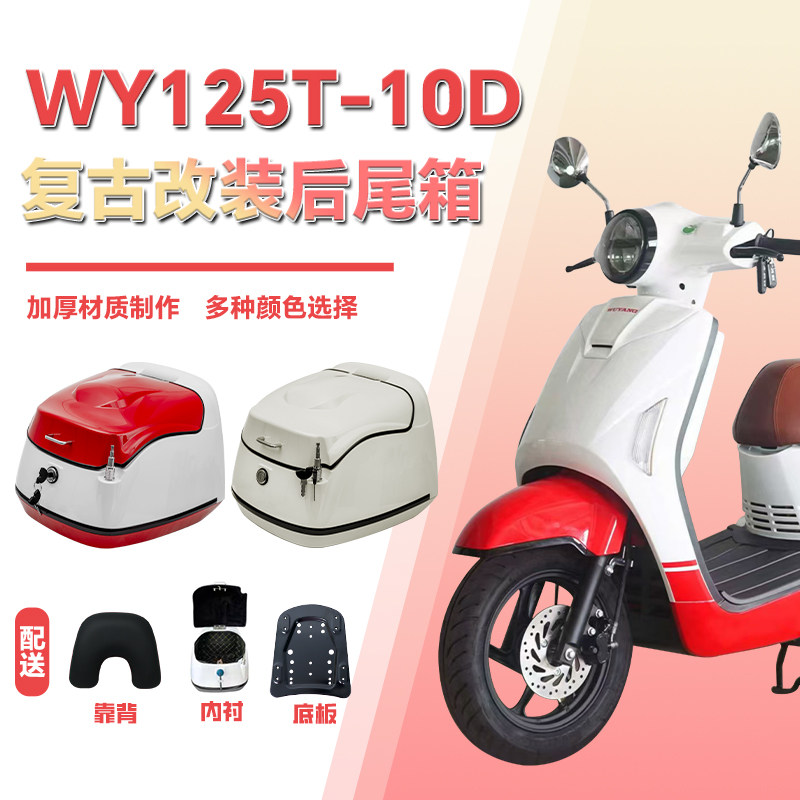 适用于五羊WY125T-10D摩托车复古尾箱载物箱头盔箱踏板车改装配件