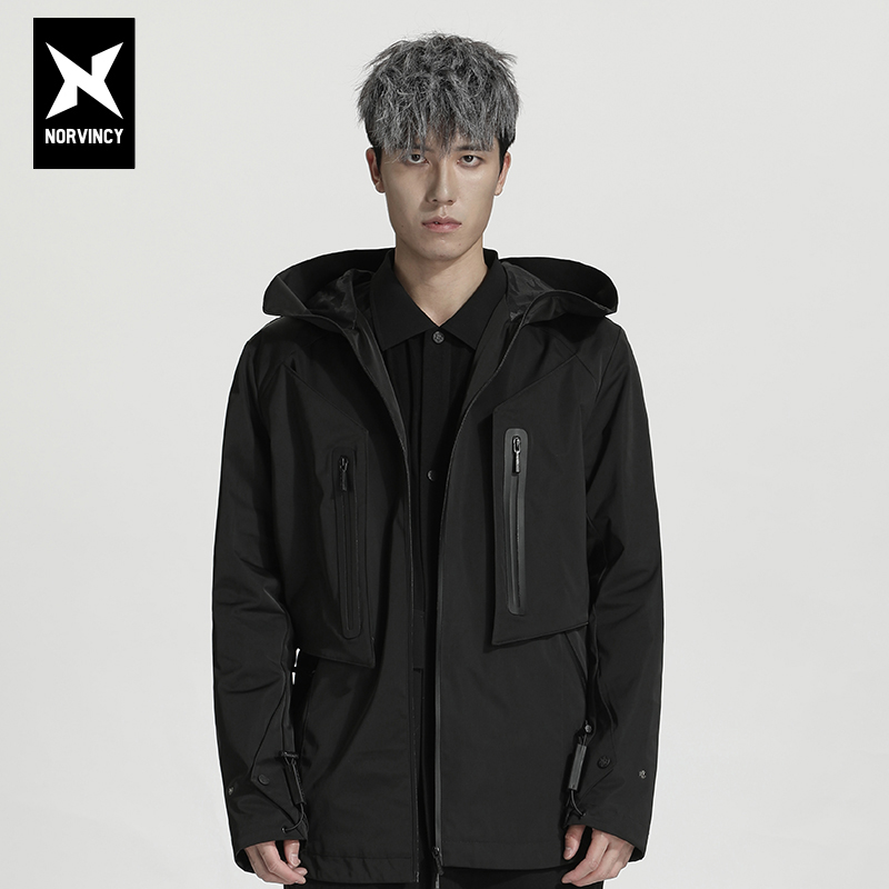 诺凡希秋季纯色国潮无性别冲锋衣