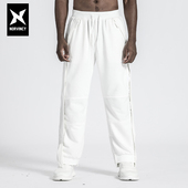 拼接解构风排扣运动长裤 诺凡希春秋白色休闲裤 男女宽松机能风卫裤