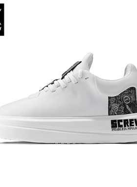 诺凡希 SCREW联名款春季白色厚底板鞋男潮趣味印花休闲板鞋情侣款