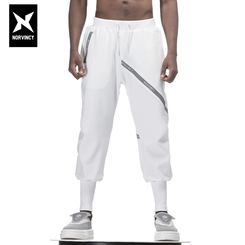 秋季韩版时尚线条印花束脚休闲裤