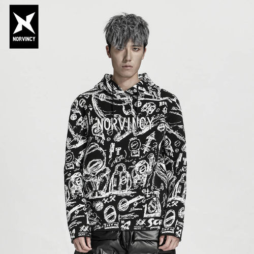 黑色个性印花上衣诺凡希