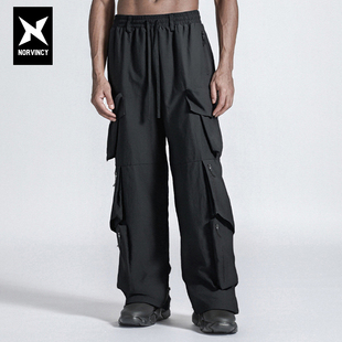 诺凡希男式 裤 运动休闲裤 潮牌黑色宽松阔腿工装 时尚 NORVINCY
