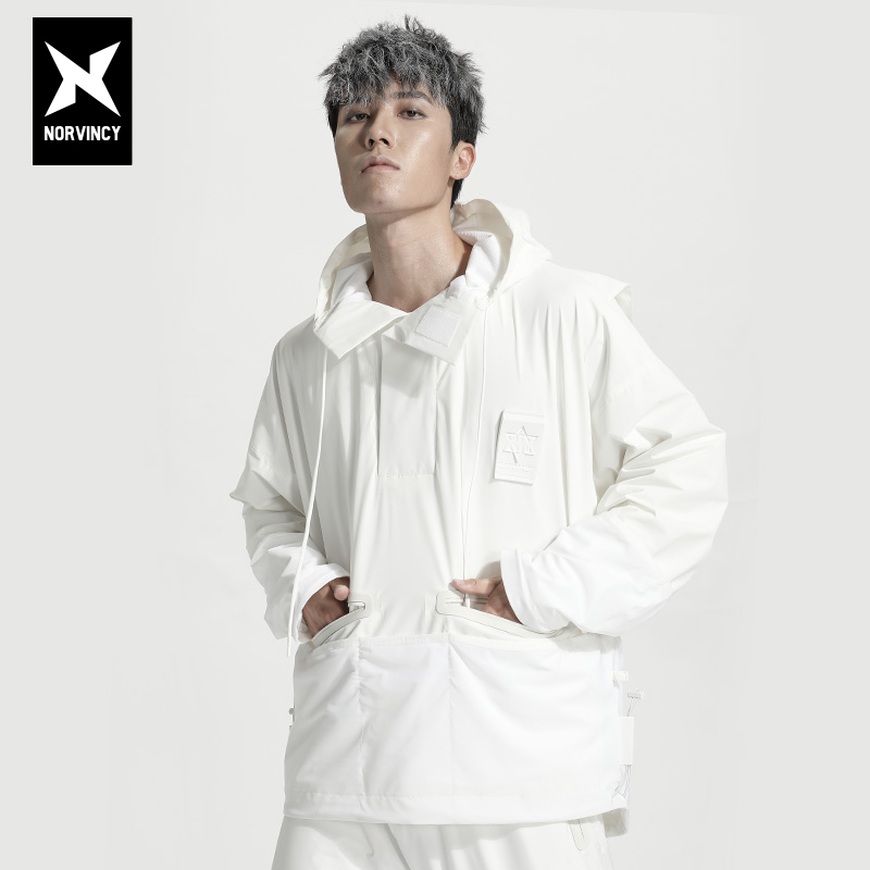 立体贴袋，纯色高领，国潮原创，休闲户外