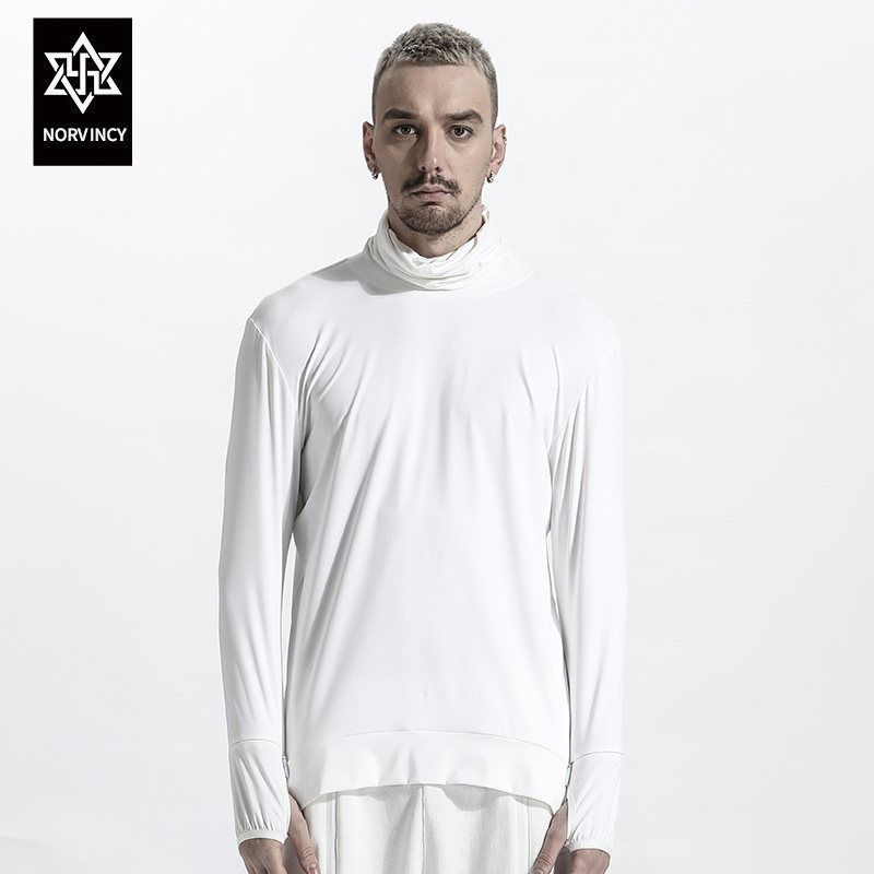 诺凡希 春秋男士潮流休闲高领帅气长袖简约弹力潮流机能修身t恤