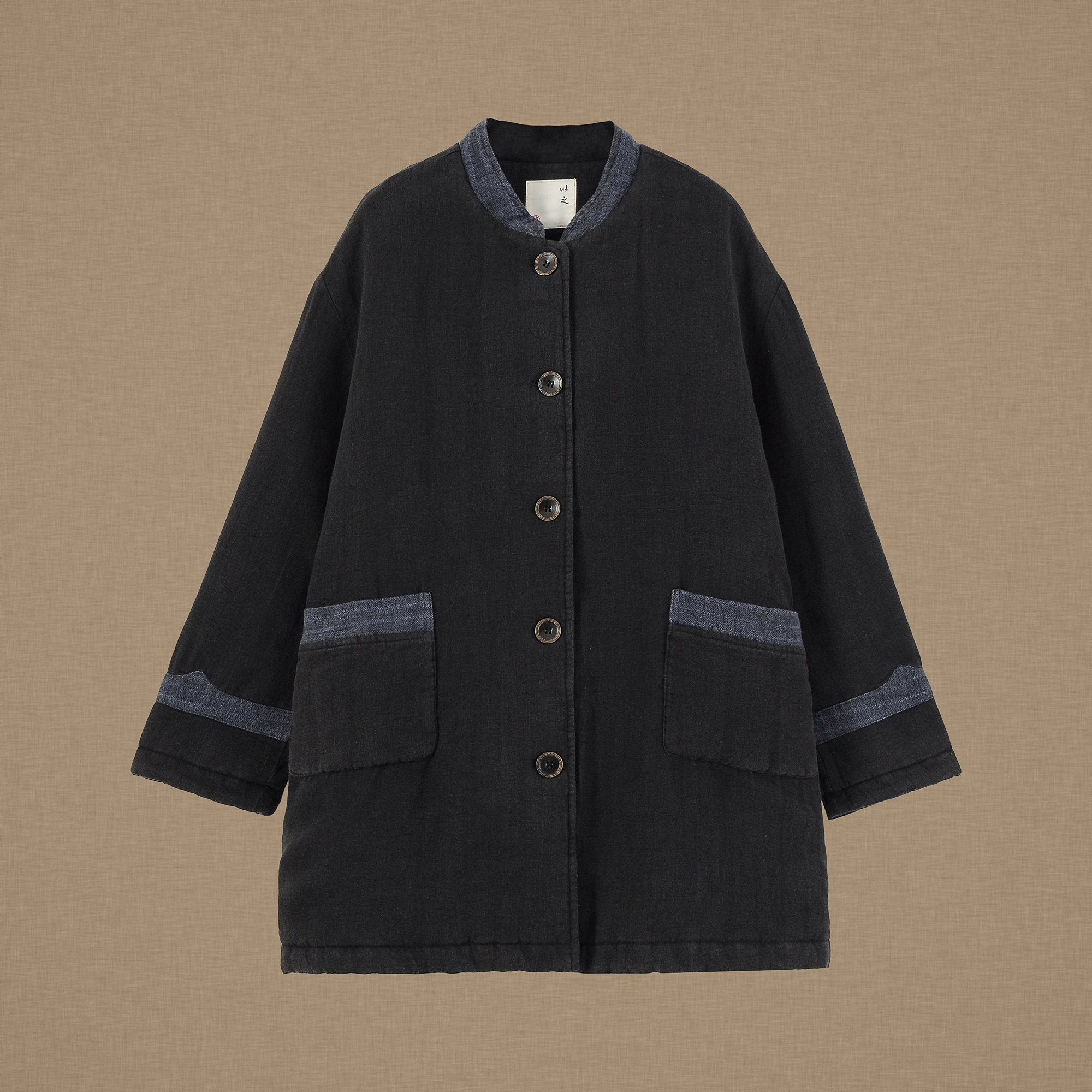 【以之】设计师原创冬季立领排扣亚麻棉服复古撞色设计款棉衣,女装/女士精品,棉衣/棉服,淘宝优惠券,粉丝福利购,淘宝优惠卷