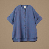 宽松显瘦上衣 设计师品牌原创前短后长套头色织亚麻小衫 以之