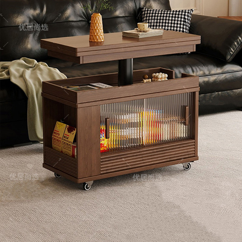 实木茶几折叠升降可移动沙发边柜客厅家用2025新款推车沙发边几