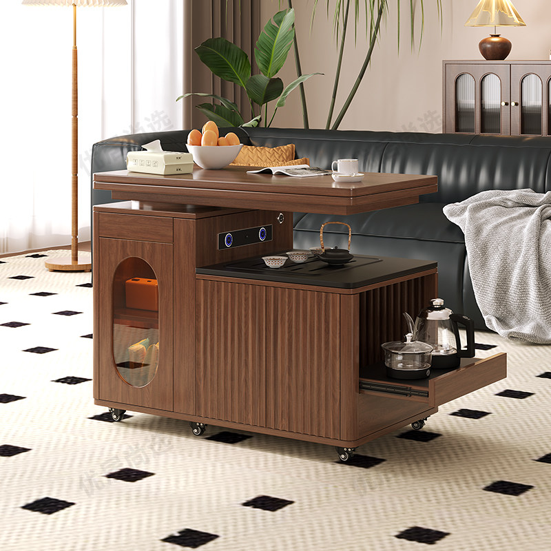 智能茶几客厅家用小户型带轮可移动多功能折叠桌阳台茶桌沙发边柜