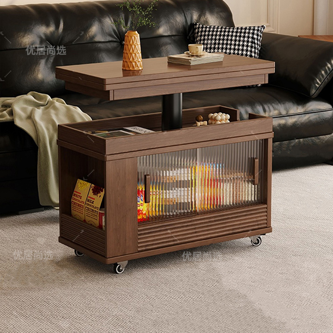实木茶几折叠升降可移动沙发边柜客厅家用2025新款推车沙发边几