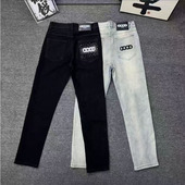 小脚长裤 春秋季 男女同款 修身 美式 高街潮牌烫钻GOOD贴布刺绣牛仔裤