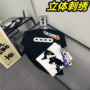 春秋季立体毛巾绣GOOD长袖卫衣潮流男女款冬季加绒加厚宽松上衣男