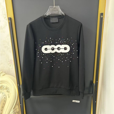 春秋季新款潮流高街男女情侣款印花GOOD烫钻百搭轻奢休闲长袖卫衣