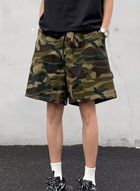 夏季美式迷彩铆钉工装五分裤男