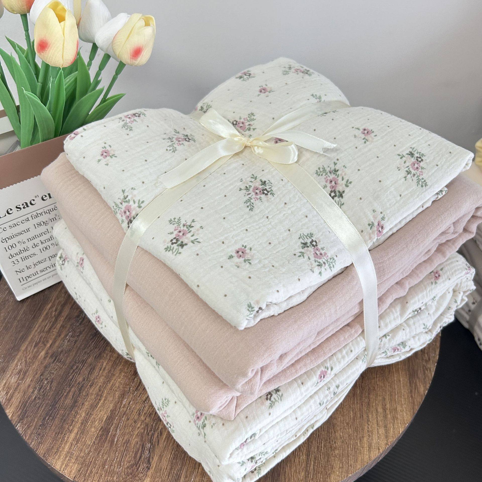 皱皱纱A类全棉母婴纯棉纱布亲肤床上被子四件套被套床笠萌萌兔,床上用品,床品套件/四件套/多件套,淘宝优惠券,粉丝福利购,淘宝优惠卷