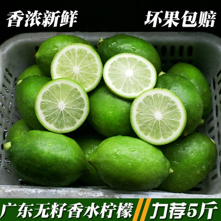 广东香水柠檬新鲜无籽青柠檬2/3/5斤包邮一级果奶茶店手打柠檬茶