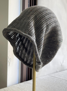 出韩国灰色高级堆堆帽子女春秋大头慵懒风套头帽街头冷帽包头帽男