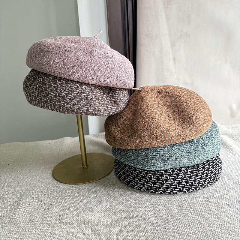 2025年新款进口亚麻贝雷帽女春夏透气遮阳画家帽复古百搭蓓蕾帽子