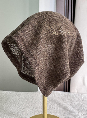 夏季轻薄咖色绿色包头帽堆堆帽子女透气针织帽冷帽复古潮男套头帽