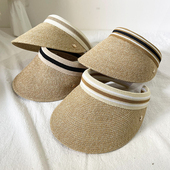 日系草帽空顶遮阳帽子女士发箍防晒帽时尚 百搭防紫外线太阳帽夏季