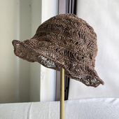 设计师款 纸草编织镂空宽檐盆帽草帽遮阳春夏防晒帽可折叠出游凉帽