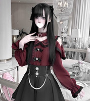 【 Love Contract 】 Japanese-style Lacey Clothing mass-produced subculture original heart-shaped choker short-sleeved pearl skirt thumbnail 2
