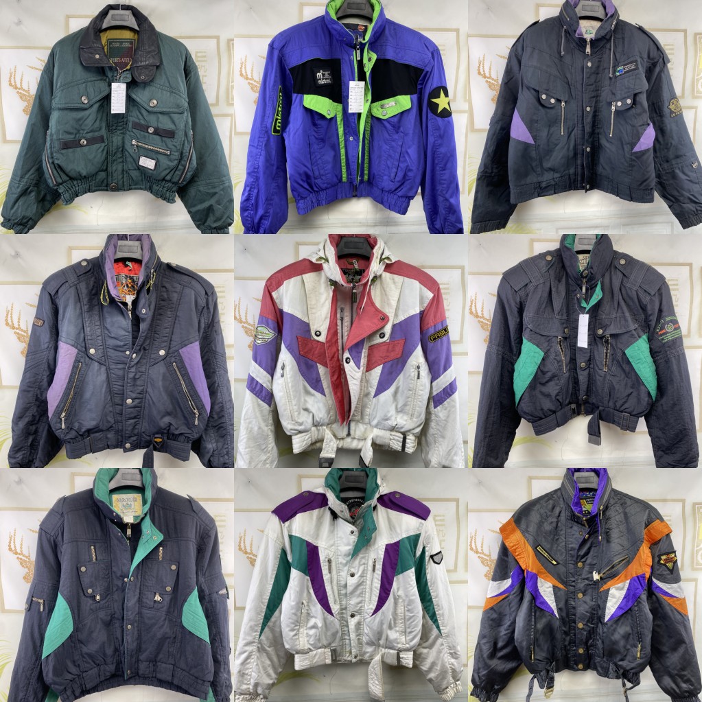 古着vintage日系街头滑板机车冲锋衣霹雳荧光拼色短款滑雪服B54