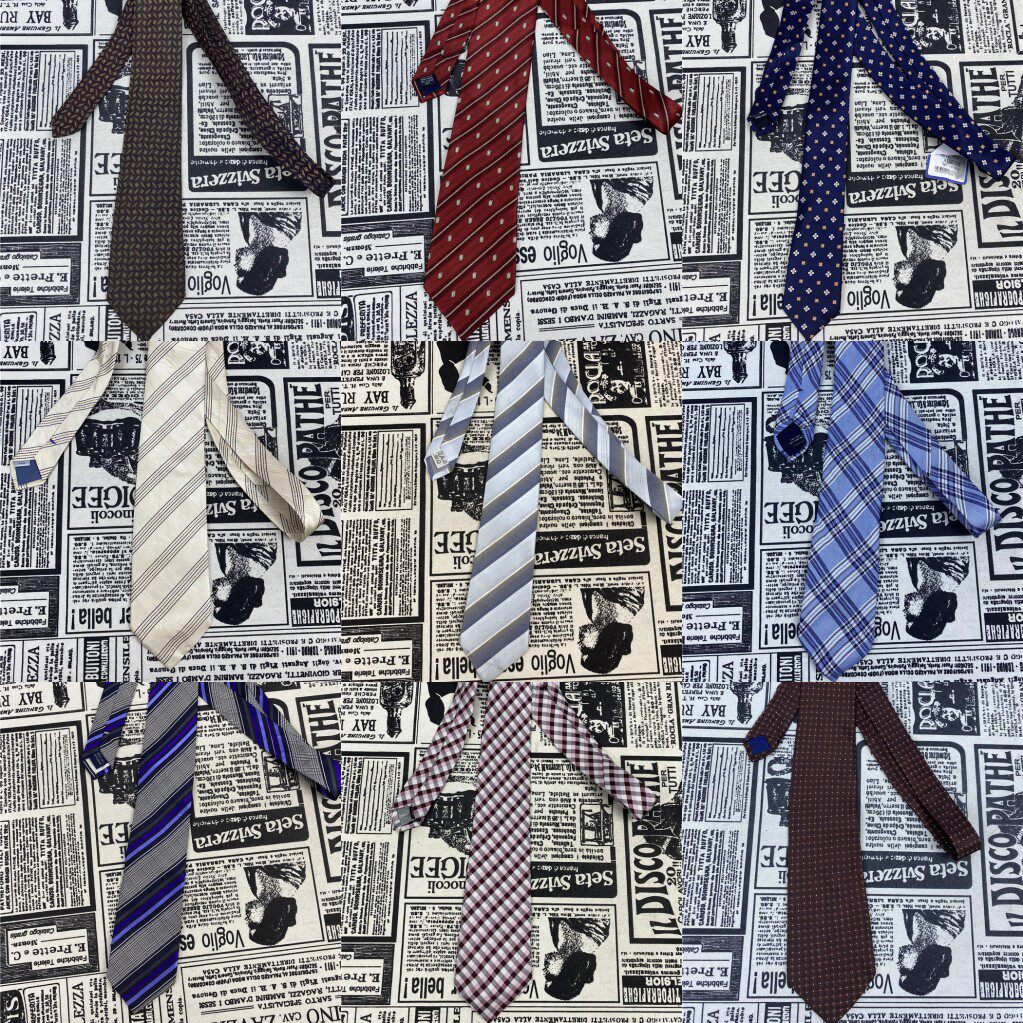 vintage古着精品领带巴洛克条纹商务领带趣味雅痞手打领带h54