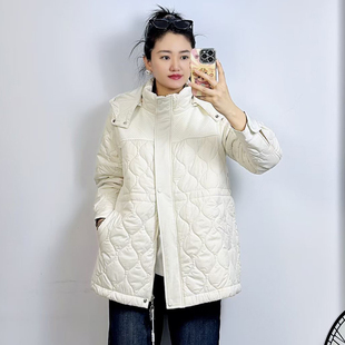 米莱奇新款夹棉外套女宽松大码女装2025冬季连帽二棉轻薄棉衣5905