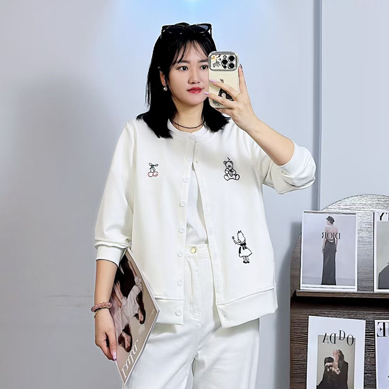 米莱奇2026春季新款棒球服外套大码女装绣花圆领长袖夹克上衣6127