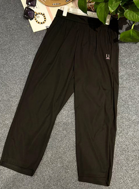 天娇一生水2025新款九分裤女宽松大码休闲裤夏高腰直筒裤子25188