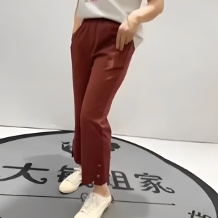 天娇一生水2025夏新款九分裤女休闲裤大码高腰显瘦小脚裤子25070