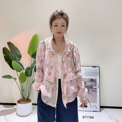 大码女装夏季长袖防晒衣外套
